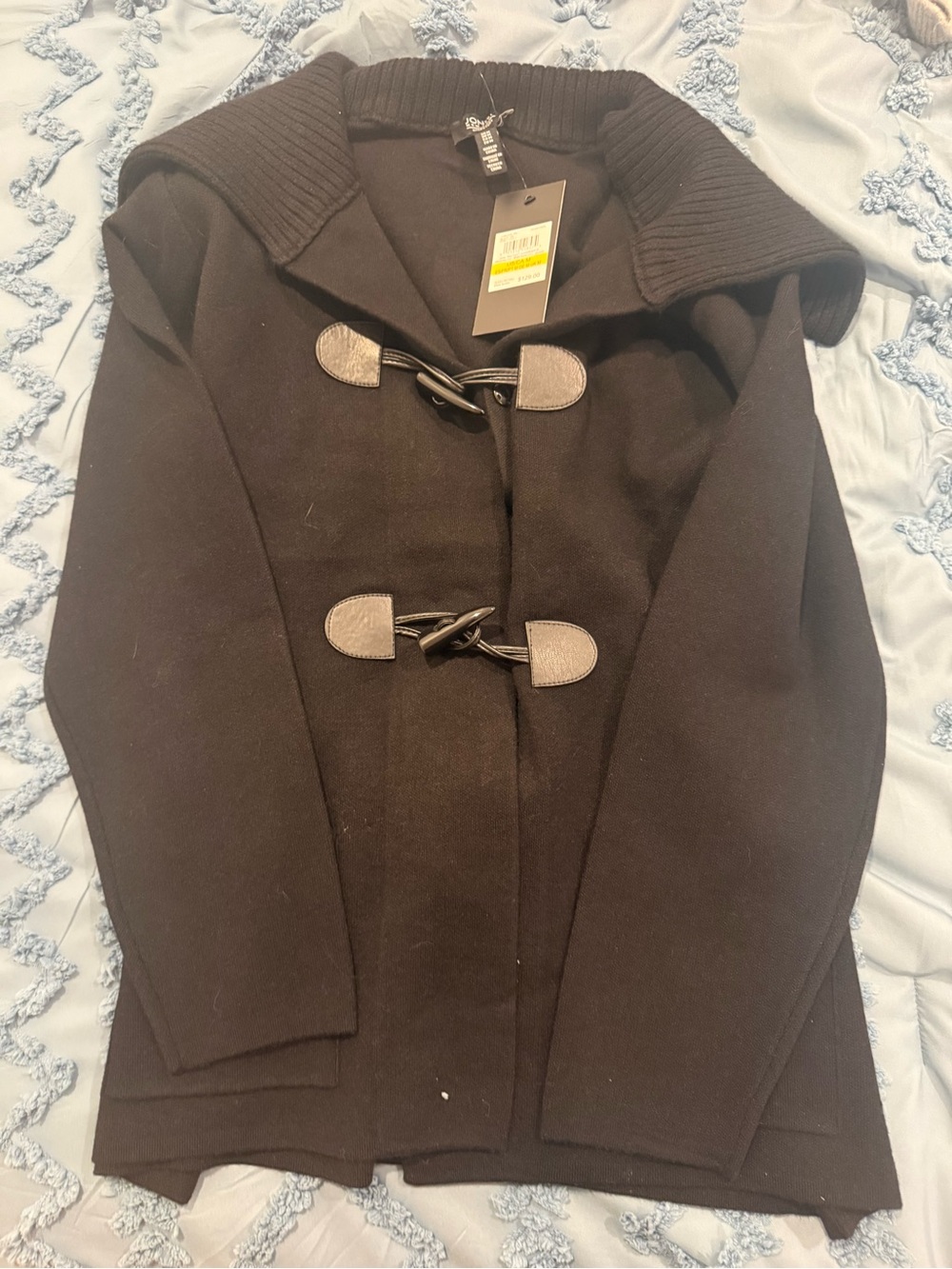 Black Toggle Wool-Blend Cardigan